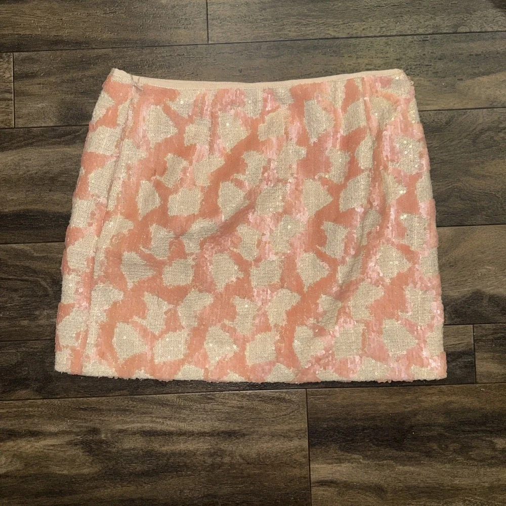 Banana Republic Sequin-Embellished Mini Skirt Women's Size 8 Pink & Beige